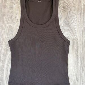Alo Goddess Ribbed Go-To Tank, size S, Espresso